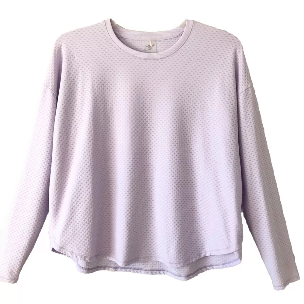 CALIA Light Lavender Purple Textured Long Sleeve Workout Shirt XL